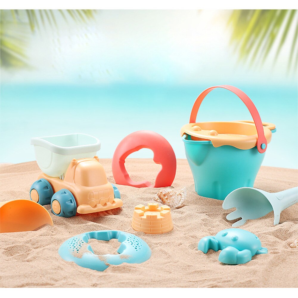 Blød silikone strand sand legetøj til børn sandkasse sæt hav og spand rake timeglas vandbord spille sjov skovl skimmel med taske