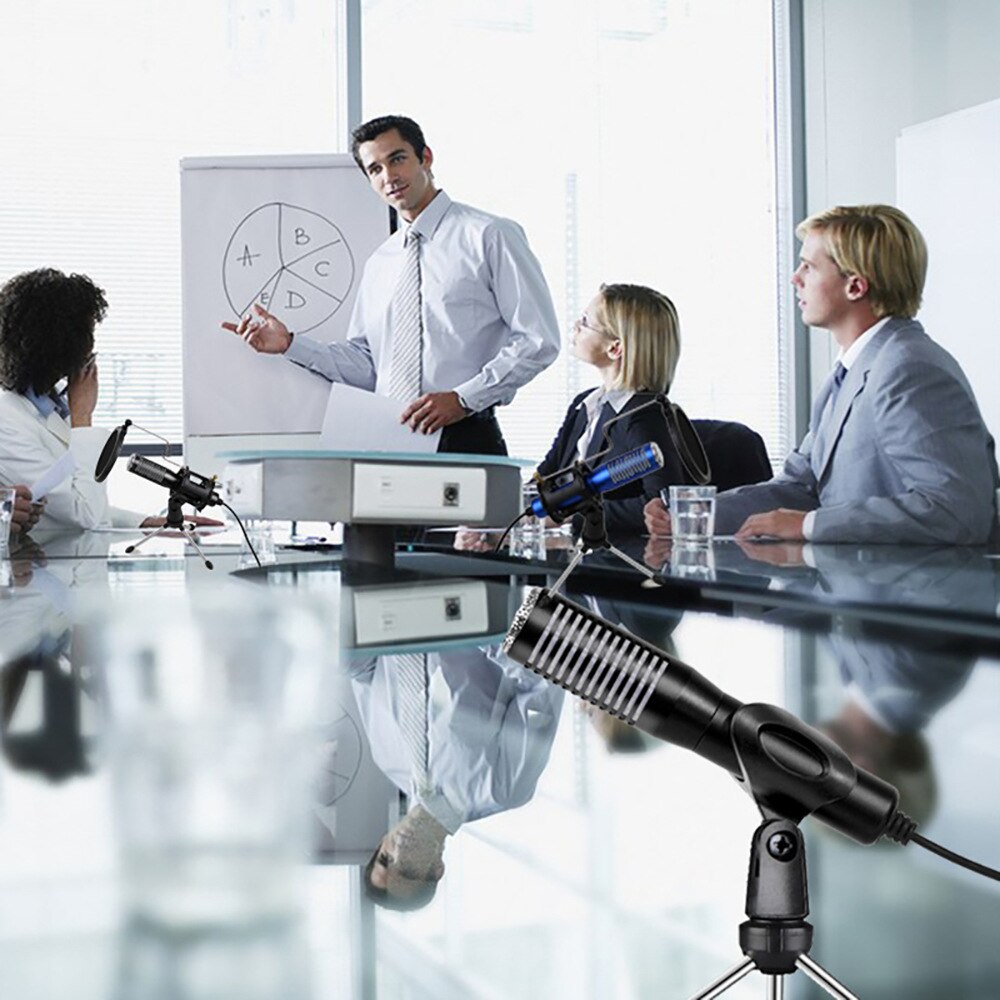 Condenser Microphone 3.5mm Plug Stereo Mic Desktop USB Microphone for PC Video Gaming Podcast Recording Studio Microphone