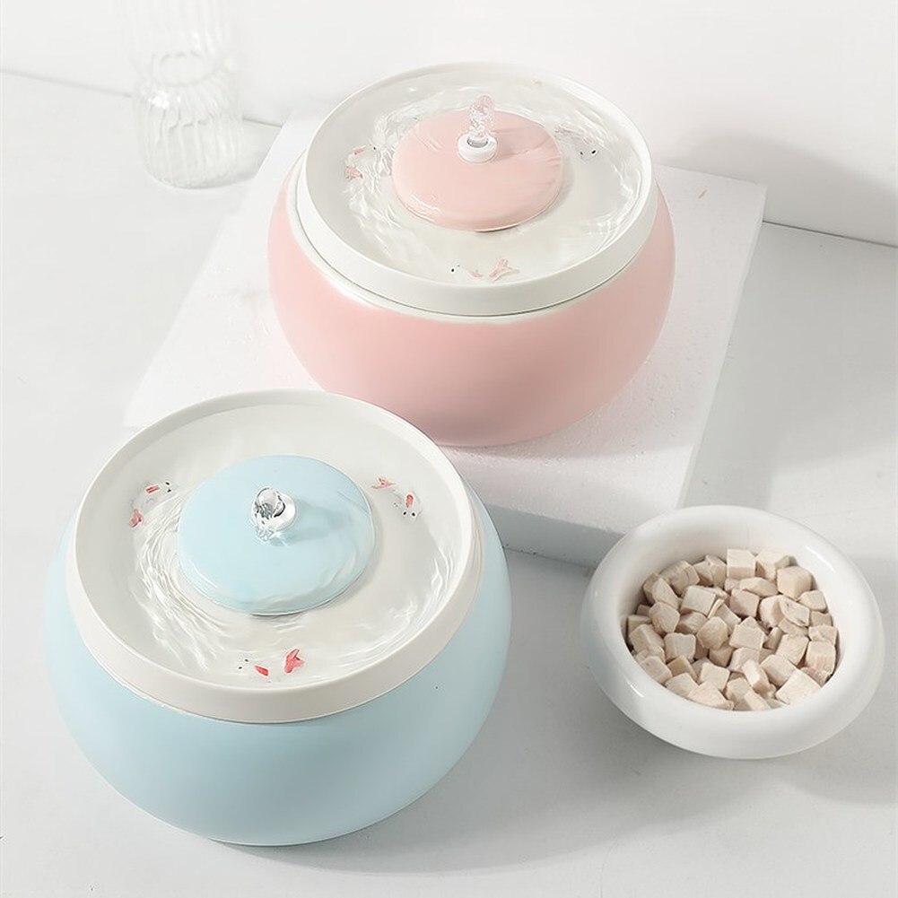 1.8L Ceramic Cat Drinking Water Fountain For Cats Dogs Drinking Bowl Electric Automatic Cat Water Fountain Dispenser Pet Bowl