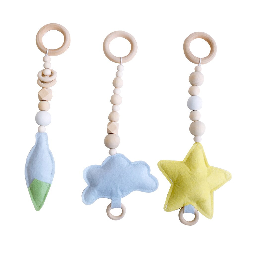3 Stks/set Baby Rammelaar Speelgoed Nordic Stijl Houten Rammelaar Ring Kralen Play Toy Wandelwagen Opknoping Speelgoed: NO.1