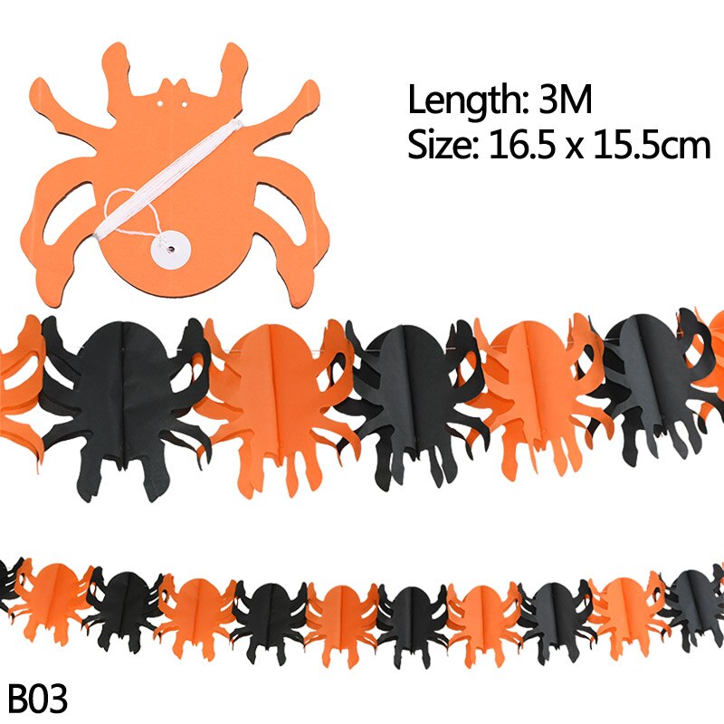 Halloween dekoration tegneserie kat stjerne flagermus heks græskar brev glad halloween banner bunting flag halloween fest hængende indretning: B03- edderkopper banner