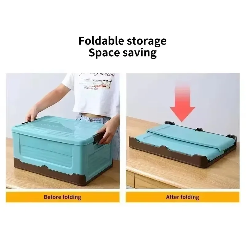 ﻿ Aufbewahrungsbox mit Deckel, faltbar, großes Fassungsvermögen, große Kleinigkeiten, Kleidungsbehälter, Outdoor, Kunststoff, Campinghalter, Haushaltsbox