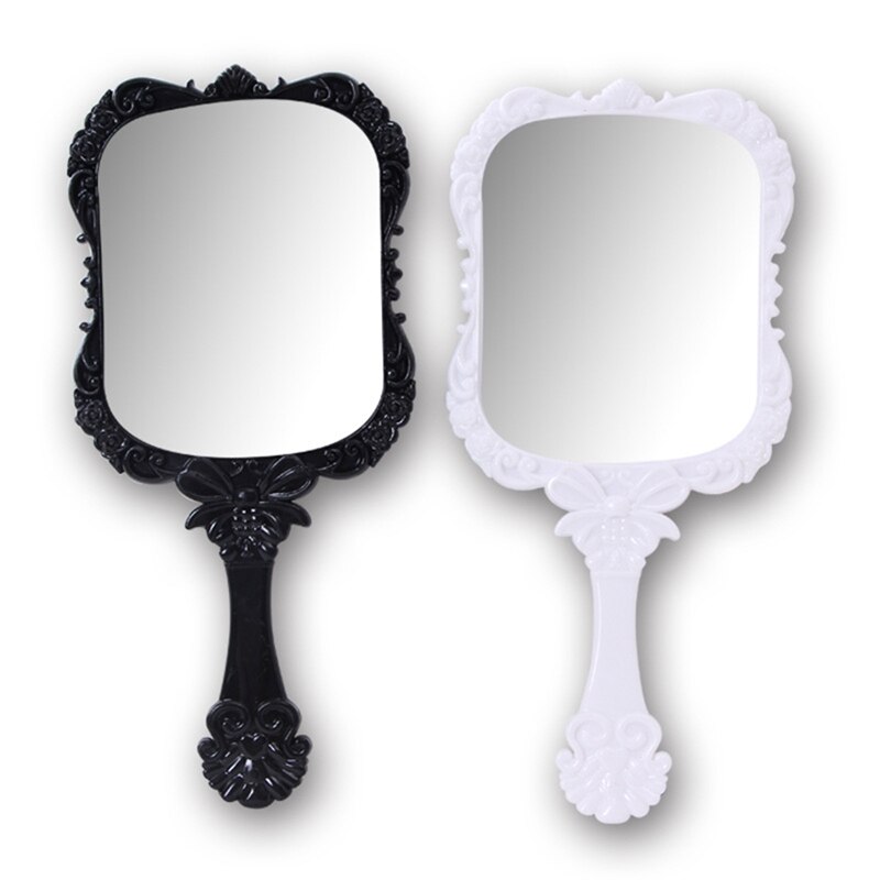 1 stk søde 2 farver sort hvid makeup spejl plast vintage håndholdt bærbare kosmetik spejle retro mønster skønhed spejl