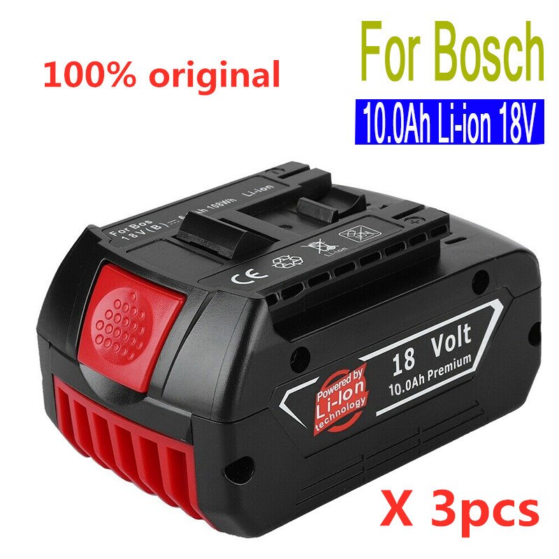 2PCS 18V10000mAh Rechargeable For Bosch 18V Battery Backup10.0A Portable Replacement BAT609 Indicator light+3A Battery Charger