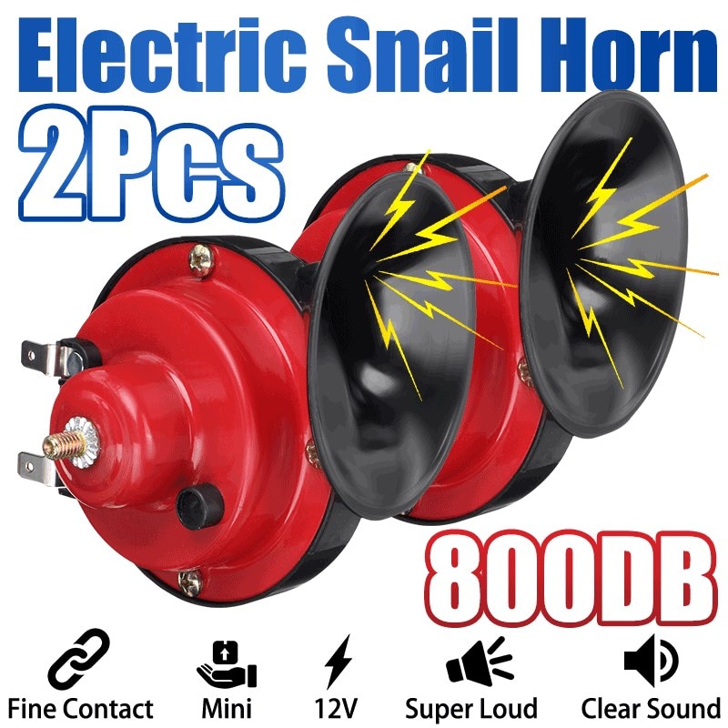 Bocina de aire Universal para coche, claxon eléctrico de doble tono de 800DB, 12V, Super corno del tren, para camiones, bocina de aire de caracol
