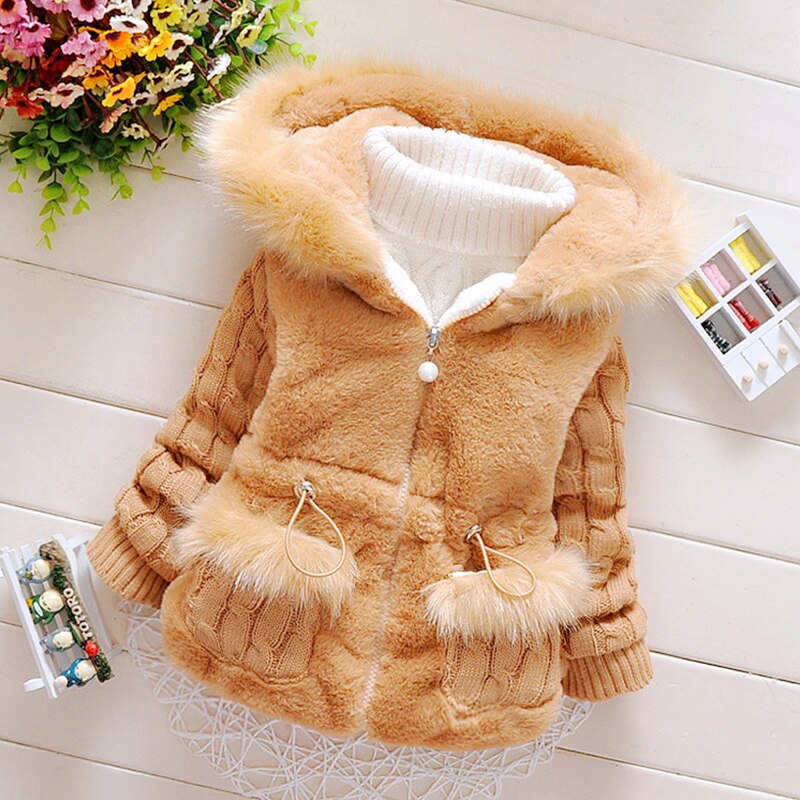 L SERVER Winterjas voor meisjes, fleece, warme gewatteerde jas