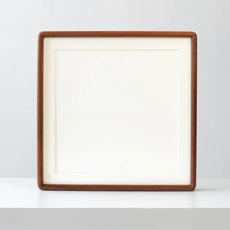 Marco de fotos de madera maciza, certificado de honor decorativo, cuadrado, de , nogal negro, de marco de fotos, 20x20 cm, 25x25cm: 10 pulgadas / Borgoña