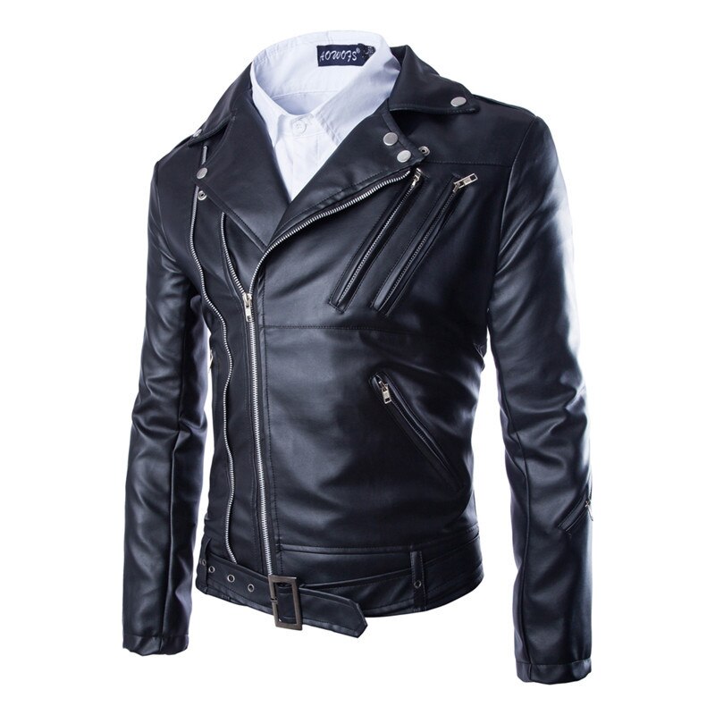 Zwarte Jas Leren Heren Klassieke Motorfiets Jassen Mannen Pu Leren Jas Voor Man Moto Jas Winter Jas Outfit Fitness