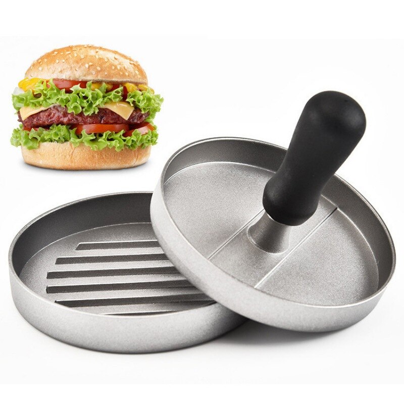 Ronde Vorm Hamburger Druk Aluminium Hamburger Vlees Rundvlees Grill Burger Druk Patty Maker Mold voor Gevulde Hamburgers