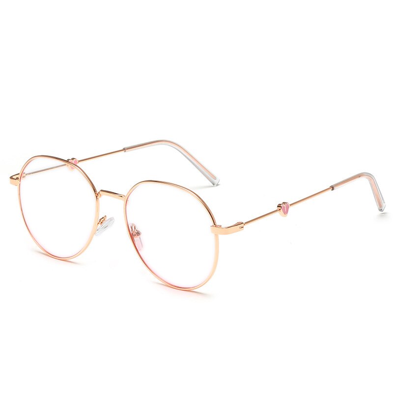 Elbru Cute Love Heart Glasses Frame Girls Women Gradient Pink Metal Optical Glasses Myopia Student Spectacle Frames for Female: Clear Lens