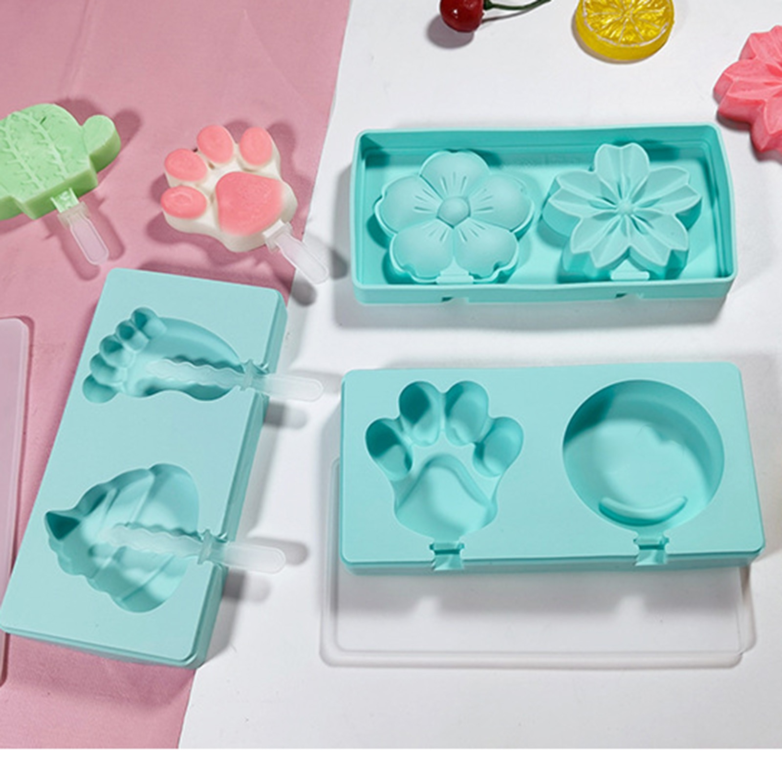 2 Cell Ice Cream Maker Lolly Mould Tray Kitchen Ice Cream Diy Mold Diy Mold Dessert Ice Cream Mold Safety Healthy Кухня