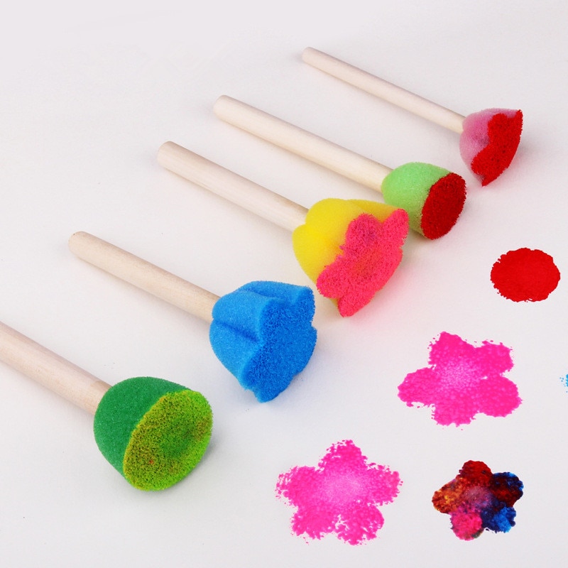 5Pcs Kids Spons Stempel Kits Peuter Bloem Tekening Speelgoed Voor Kinderen Verf Educatief Kunst En Ambacht Creativiteit Jongens Meisjes games