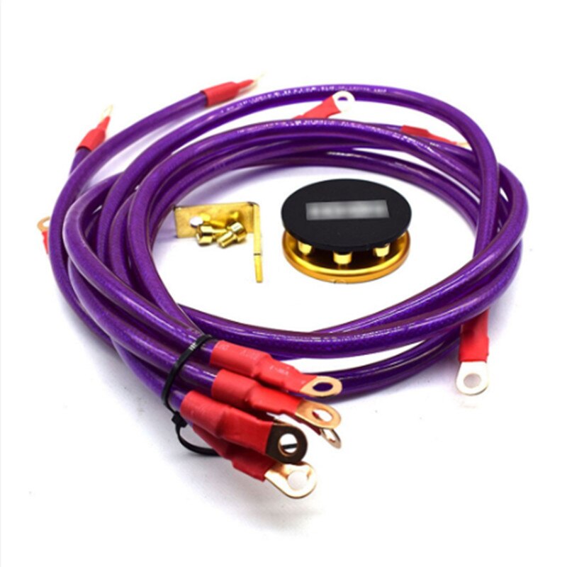Racing universal Grounding Cable Wire Kit For Universal Car Earth System Grounding Cable Purple 6 points