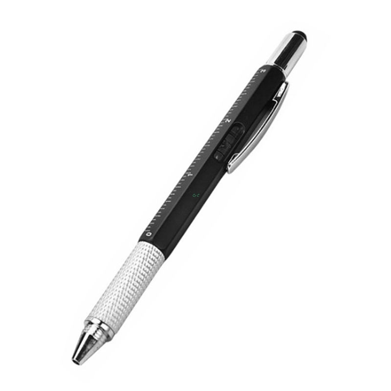 6 in 1 Multifunction Tech Tool 0.1cm Black Ink Ballpoint Pen with Ruler and Two-head Screwdriver for Everyone: 2