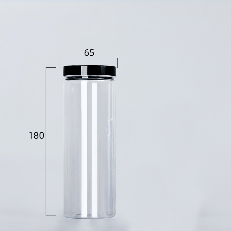 Botella de embalaje de plástico PET transparente, botellas de sellado vacías, cubo Circular, almacenamiento, tarro de galletas, contenedor de tanque de sellado de grado alimenticio, 1 unidad: Oro