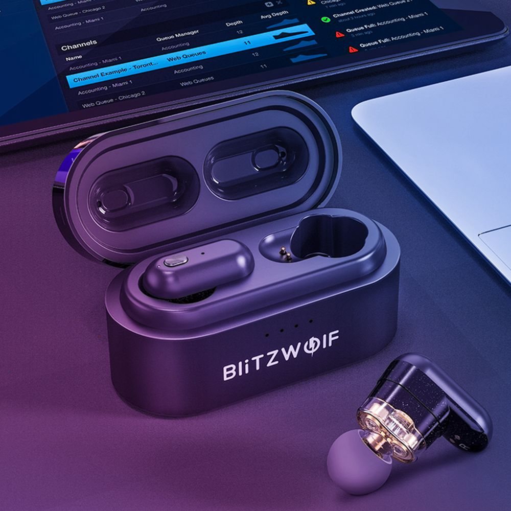 [Dual Dynamic Driver] Blitzwolf BW-FYE7 TWS bluetooth 5.0 Earphone Heavy Bass Stereo Bilateral Calls Earbuds with Charging Box