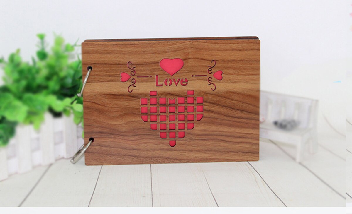 Black Cardboard Wood Handmade Loose-leaf Scrapbook Albums 8 Inch Commemorative Baby Photo Album Wedding Photo Album: 07