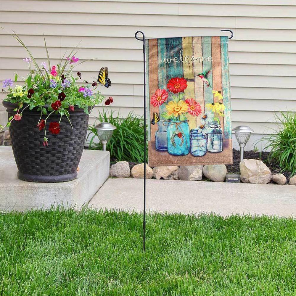 Zomer Lente Jute Tuin Vlag Dier Welkom Outdoor Yard Met Vlaggen Huis Vlag Hoge Decor Tuin R0H6