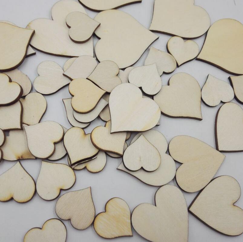 Wooden MDF Family Tree Set kit with Wooden Love Hearts Family Word Wooden DIY Craft Blank Shapes: 50pc mixed hearts