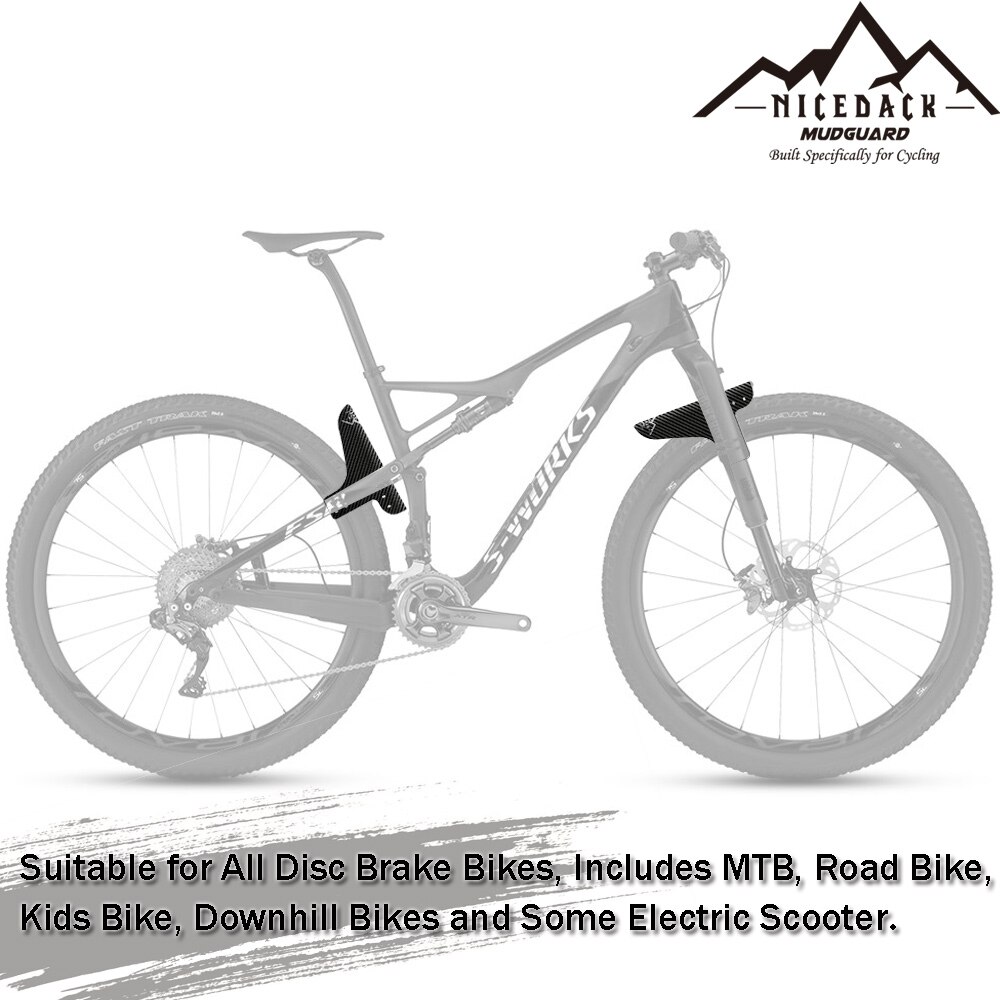 Nicedack cykel mudguard for / baghjul mudguard carbon fiber mudguard mtb mountainbike fat bike mudguard