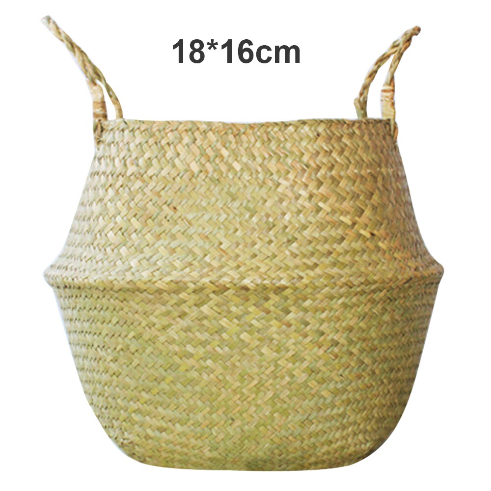 Seaweed Wicker Basket Rattan Hanging Flower Pot Laundry Room Dirty Clothes Basket Storage Basket Wicker Toy Basket Storage Bag: 18X16cm K
