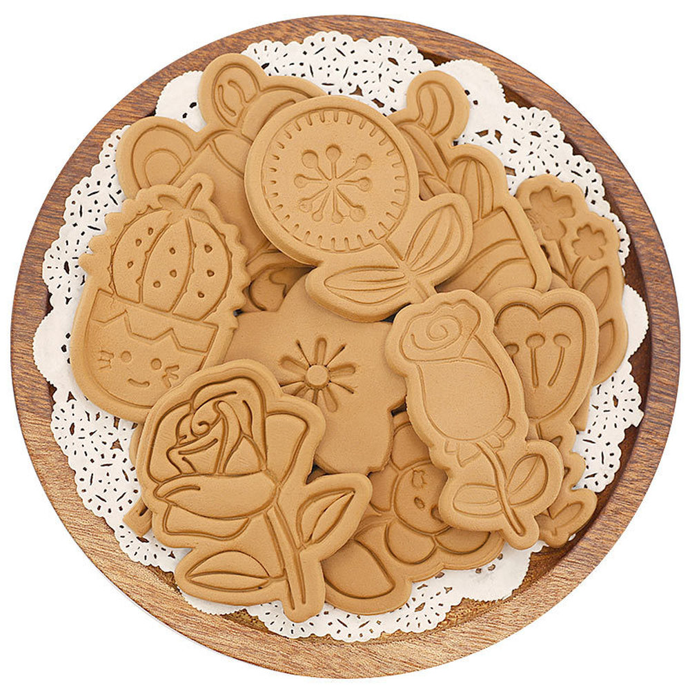 Molde para galletas con flor de Rosa para el día de la madre, molde para galletas con dibujos animados de flor de cerezo, para hornear, DIY, 3D, para prensar galletas a mano