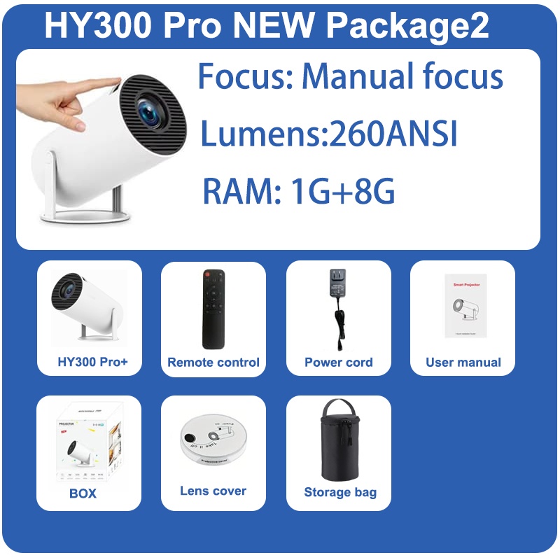 2025new DITONG HY300 pro HD 4K Projector portatil Android LED Video Home Theater Cinema mini Proyector Movie HY300plus: Color2 / US Plug