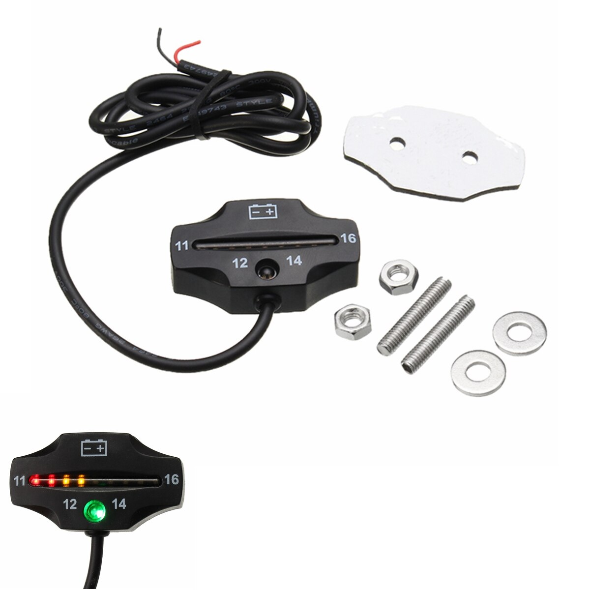 En motorcykel bil universal led batteri tester måler spændingsmåler indikator pad batteri niveau monitor 12v/24v