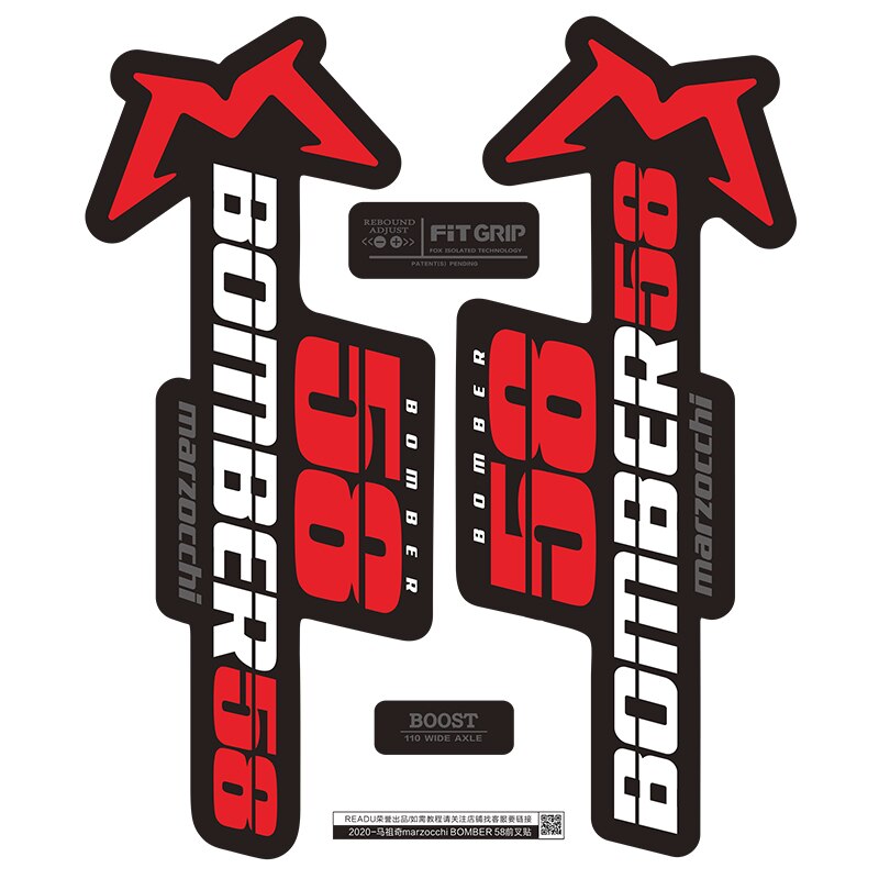 READU bicycle stickers marzocchi BOMBER 58 fork sticker mountain bike decals
