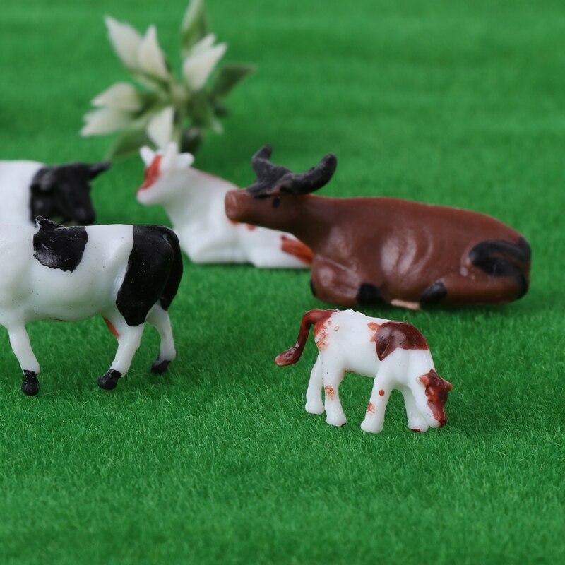 Maqueta de vaca colorida Diy, escala HO, juguetes de construcción en miniatura, 10 Uds.