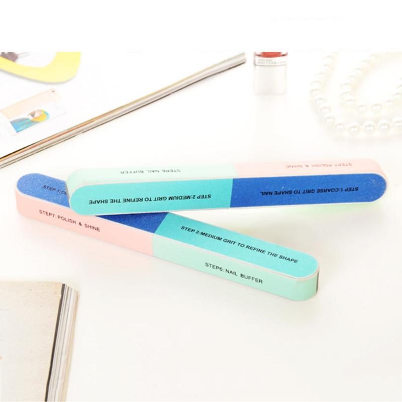 Cor aleatória Acrílico Prego Buffer Lustrando Lixar Arquivos Bloco Nail Art Salon Manicure Arquivo Ferramenta Seis-face Matagal