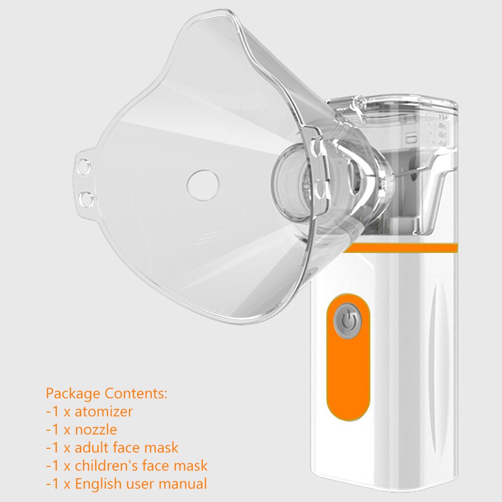 Atomizer Handheld Portable Nebulizer Micro-net Nebulizer Machine Automatic Cleaning Silent Nebuliser for Adults and Children: Orange