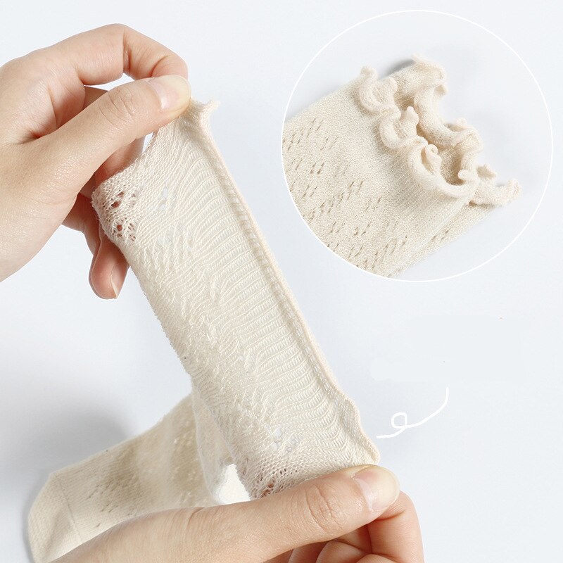 Todas as idades crianças menina verão malha fina redes transferência mosquito prova sobre-a panturrilha meias de algodão tuble