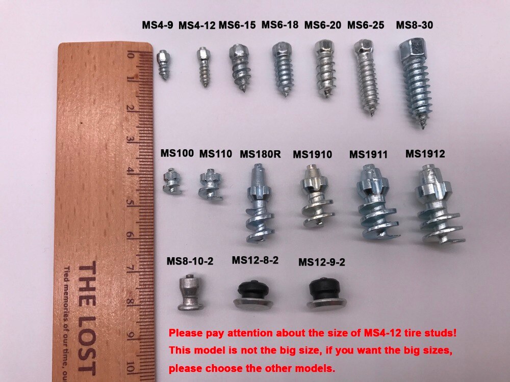 Marrkey 50PCS MS100 6*8.5mm Tires Studs/Screw in Spikes/ Spikes for Tire/ Ice Spickes for Tires/spike tires bicycle/Shoes/Boots