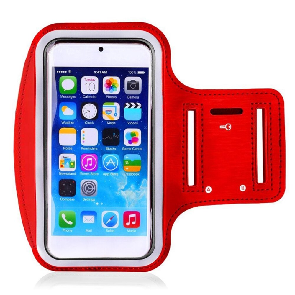 Sports armbånd telefon sag gym telefon pose løbetaske fitness telefon pose til xiaomi huawei: Rød farve