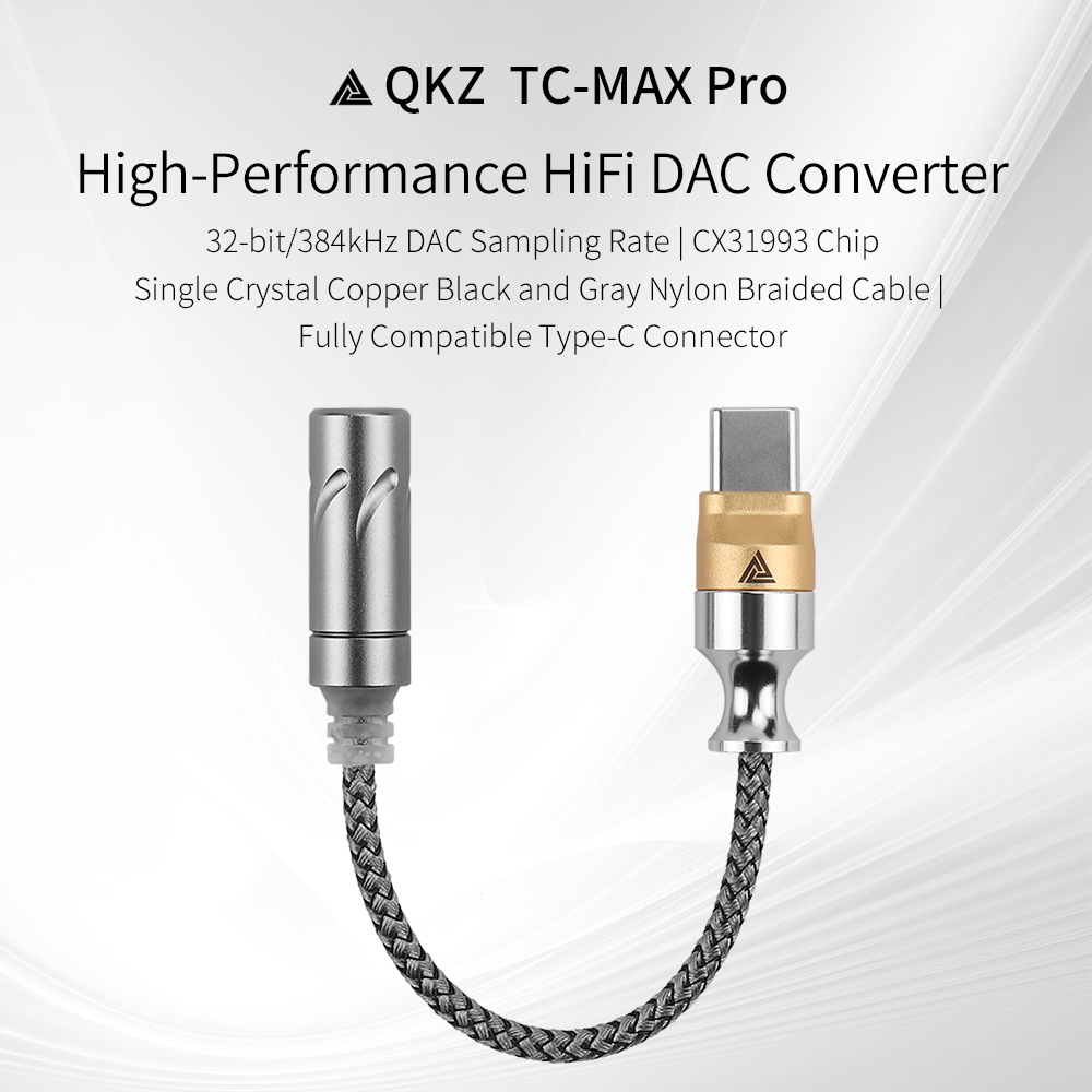 QKZ TC MAX Pro tipo C a Cable adaptador de Audio de 3,5mm CX31993 HiFi DAC amplificador de auriculares decodificación Digital para iPhone15 16/Huawei