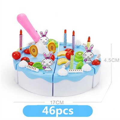 103Pcs ABS Plastic Cake Toys Children's Classic Kitchen Toys 6 Different Types Pink blue Boys And Girls Birthday Christmas: 46pcs blue no box