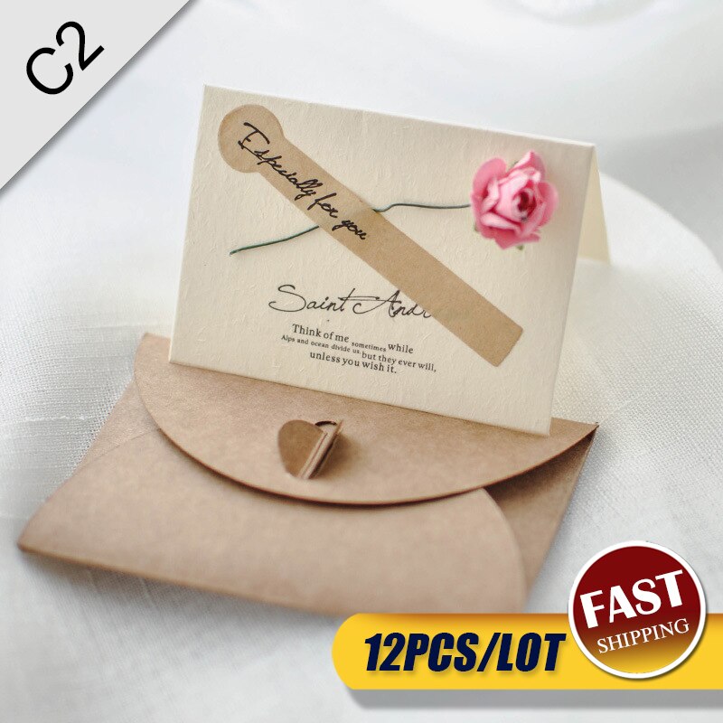 12pcs pocket bruiloft bloem uitnodigingskaarten bruiloft verjaardag bridal en baby douche goedkope uitnodigingen met envelop + blanco kaarten: C2-Pinkrose-12pcs