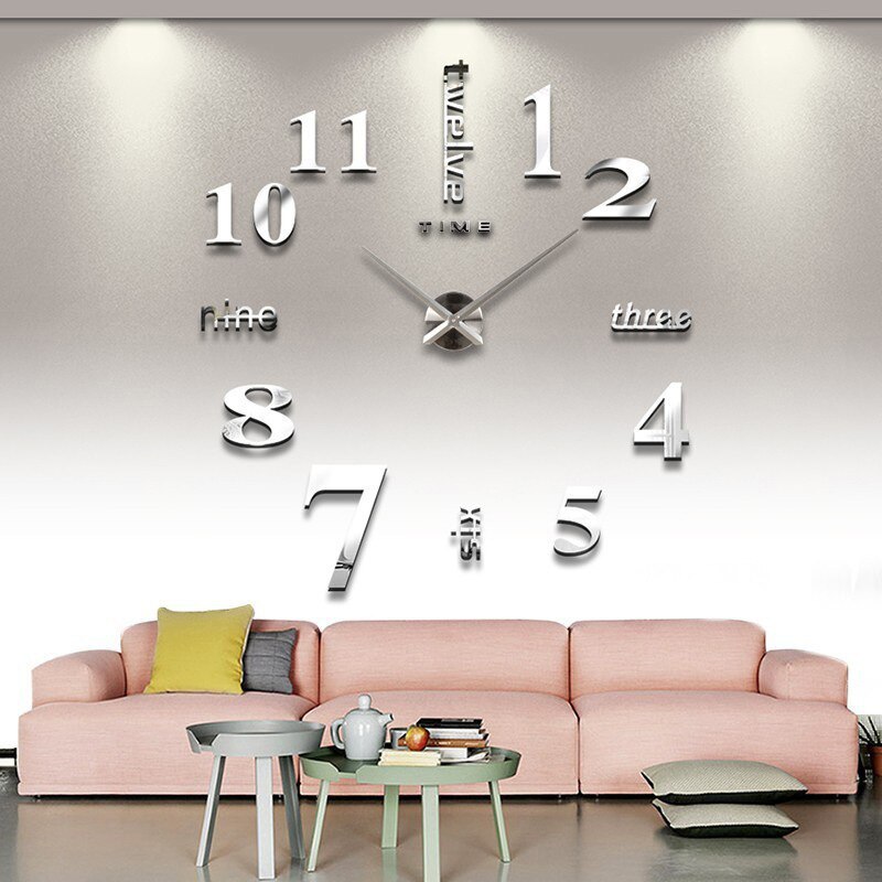 Medium Size Acrylic Wall Clock DIY Mirror Wall Clock Bedroom Wall Stickers DIY with Numbers Clock Sticken on the Wall