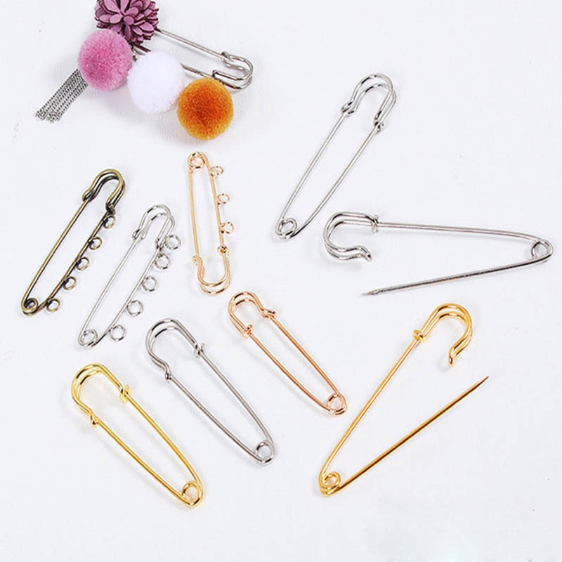 20Pcs/lot Gold Multi Size 5 Circle Holes Brooches DIY Hijab Pin For Jewelry Making Baby Name Safety brooch Garment Pins Findings