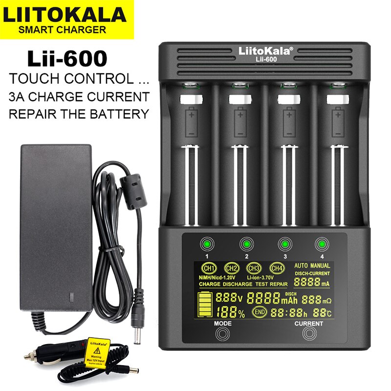 LiitoKala Lii-PD2 Lii-PD4 Lii-S6 Lii500 ładowarka do 18650 26650 21700 18350 AA AAA 3.7V/3.2V/1.2V baterie litowe NiMH: Lii-S4 Full set / EU