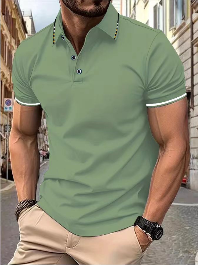 Polo d'été décontracté à manches courtes pour hommes, T-shirt à revers de couleur, à la: XXXL / green
