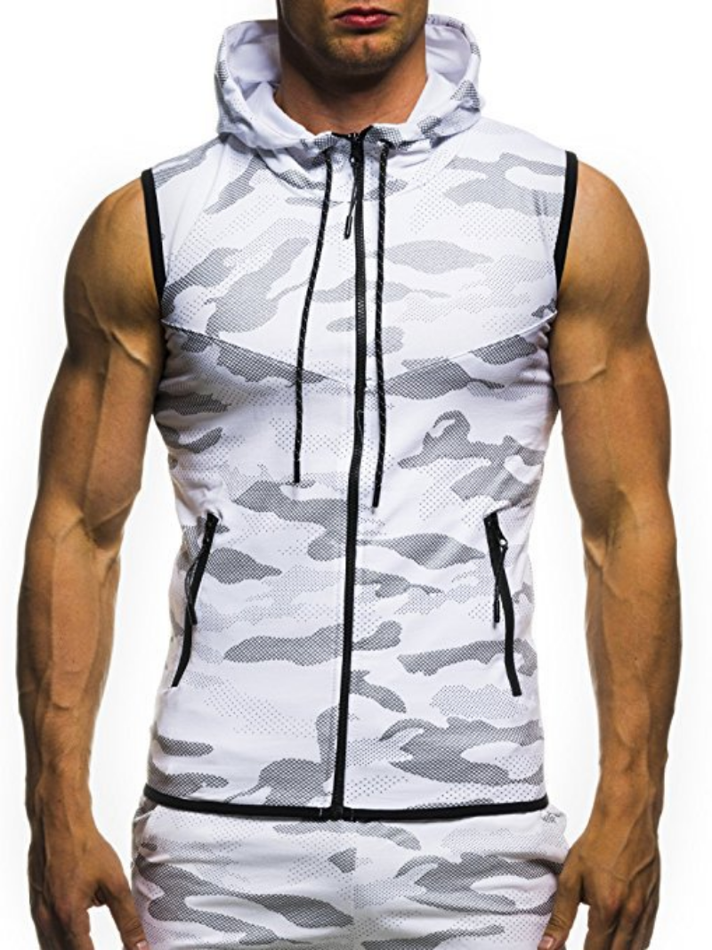 Mænd bodybuilding tanktoppe ærmeløse hættetrøjer mænd afslappet camouflage hættetrøje herre camouflagetøj