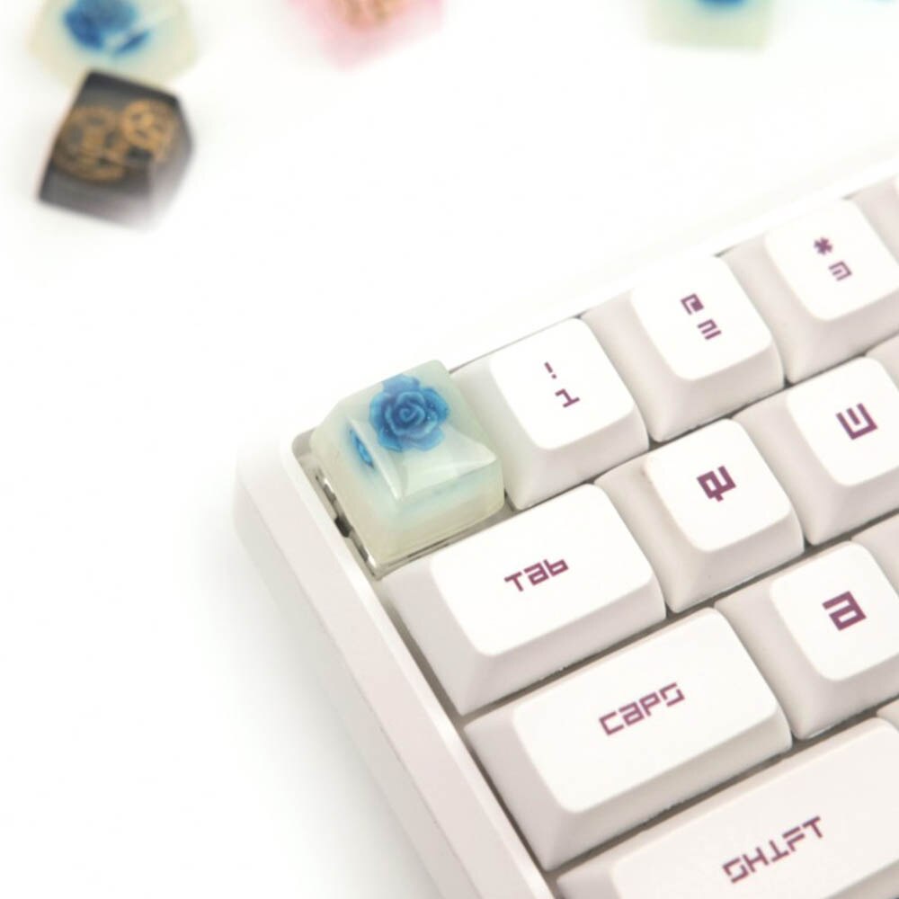 Handmade Resin Keycaps Universal Mechanical Rose Shell Keyboard Cover Computer Accessories External Keyboard Cap Decoration