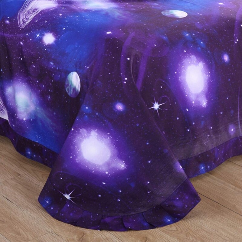 3D Galaxy Bedding Duvet Cover Single Reversible Purple Star Galaxy Microfiber Bedding Quilt Zipper Tie Child Teen Gir