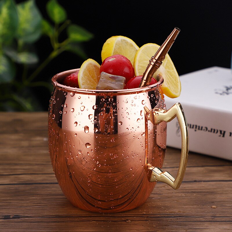 Stainless steel 304 copper plated drum beer mug mug Moscow donkey mule cup rose gold cocktail glass coffee cup