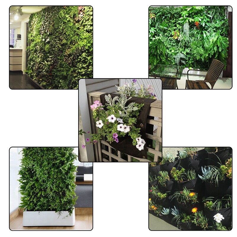 Lodret væg haveplanter ikke-vævede stoffer væghængende planteposer lommer hængende grønne vægposer plante vokser lodret