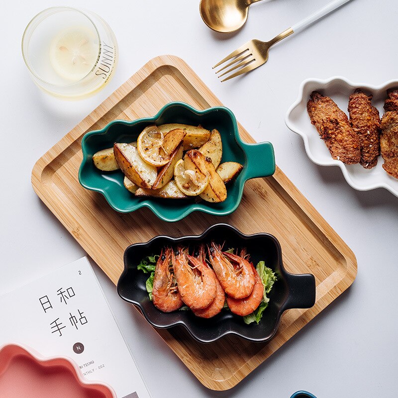 Christmas Tree Shape Baking Plate Ceramic Dinner Dishes European Style Dinnerware Baking Tray Ovenware Microwave Oven Flat Plate