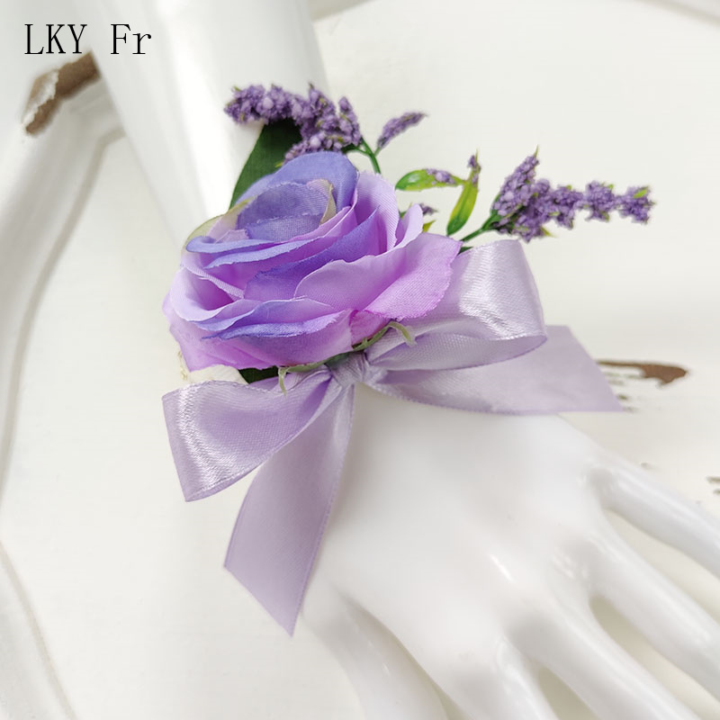 Bride Bouquet Wedding Accessories Silk Roses Artificial Flowers Bridesmaid Bouquet Groom Boutonniere Corsage Wedding Party Decor: Gold