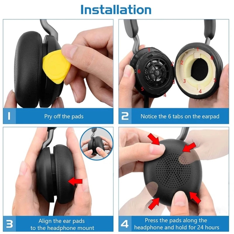 Almohadillas de cuero Premium para JABRA ELITE 45H Evolve2 65 almohadillas de cojín para auriculares QX2A